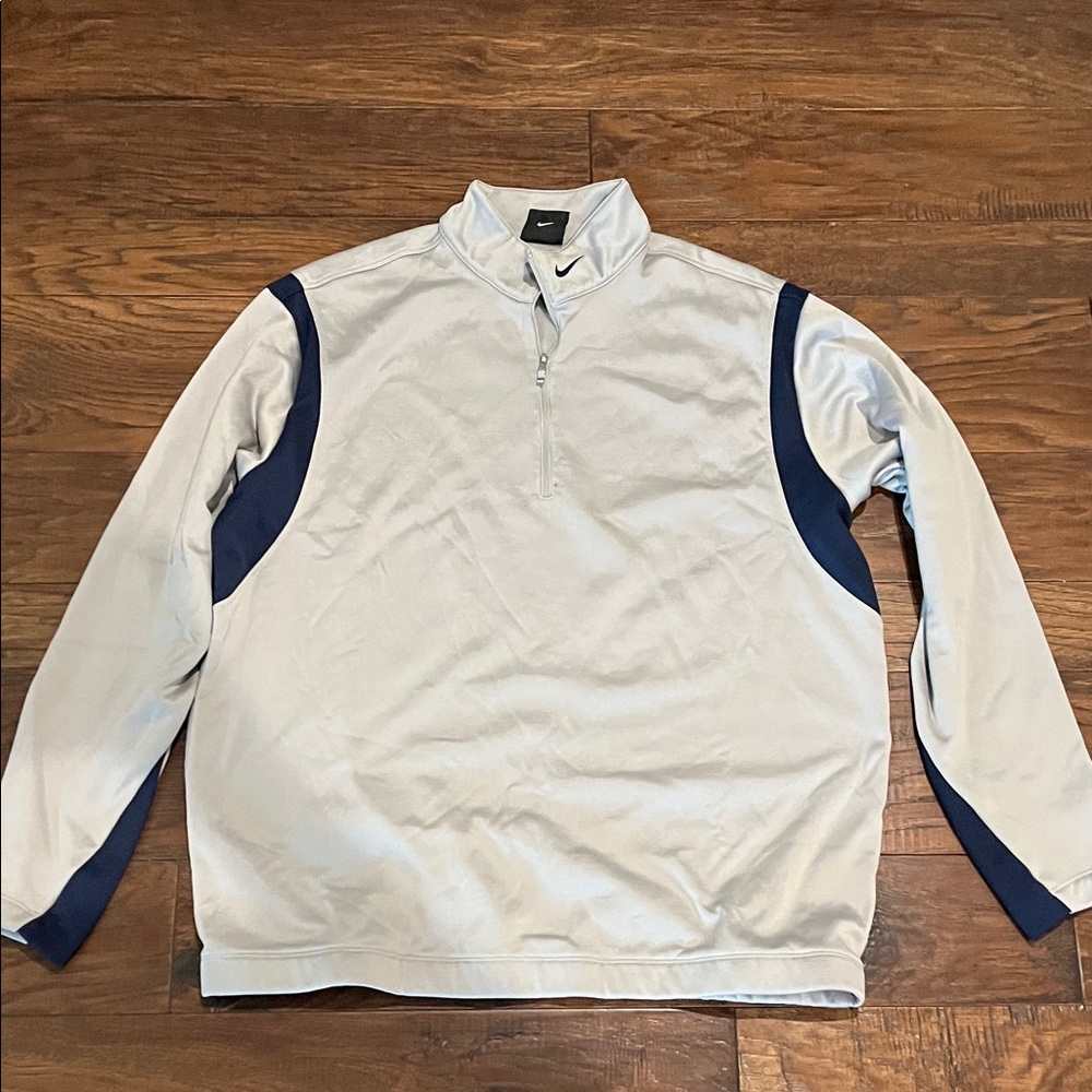 Nike Golf Therma-Fit Light Gray and Navy Pullover